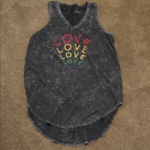 Livi Active Black Tank Top with Multicolor Love Design
